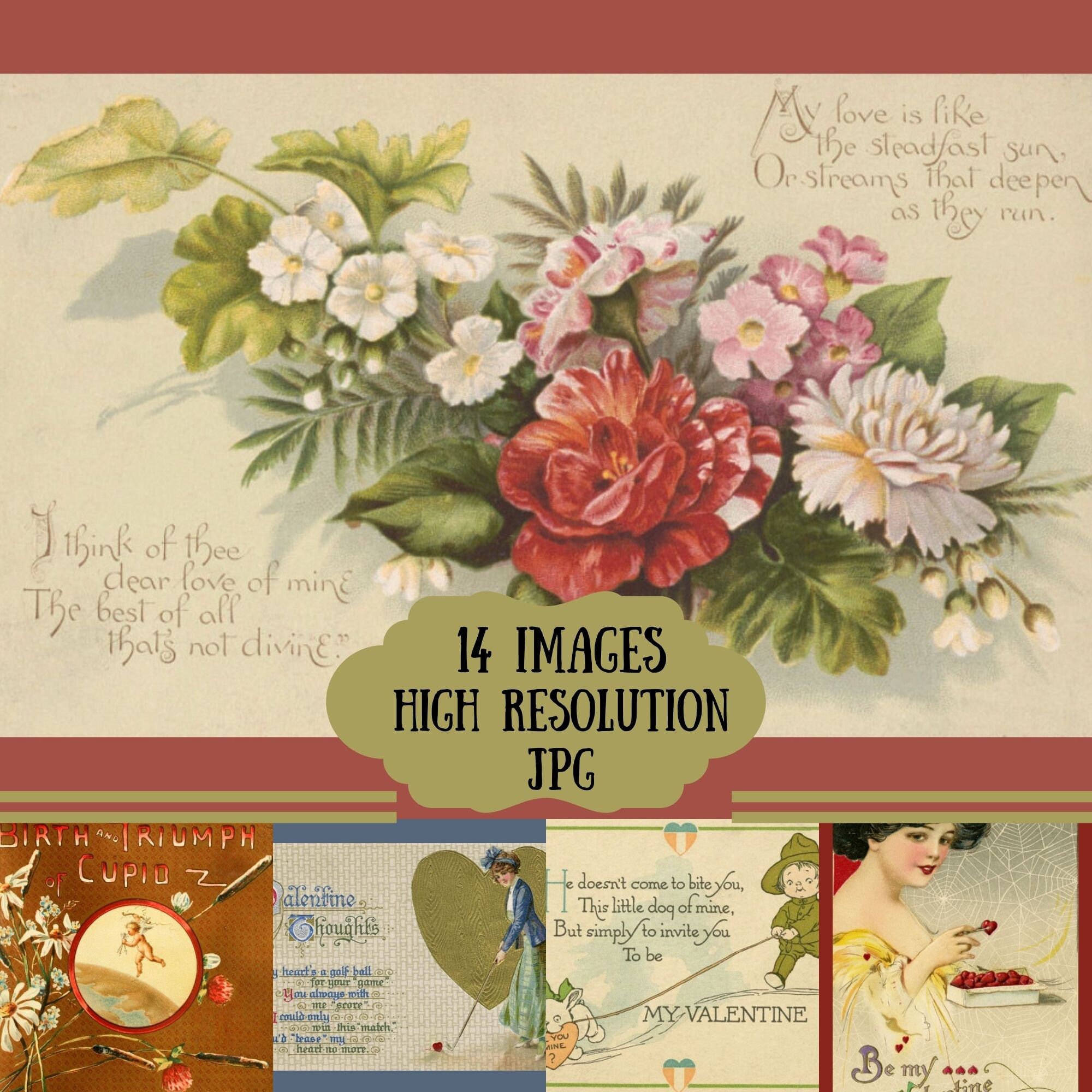 Vintage Valentine's Day Prints From the 1800s for Valentine Cards Plus ...