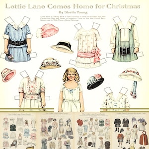 Lettie Lane Paper Dolls Clipart 1908-1910 mode vintage 29 Images imprimables éphémères Scrapbooking Junk Journals cadeau mode vintage