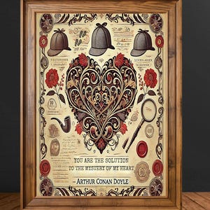 Sherlock Holmes Valentine Art Print: Gothic Mystery Decor (Digital Download)