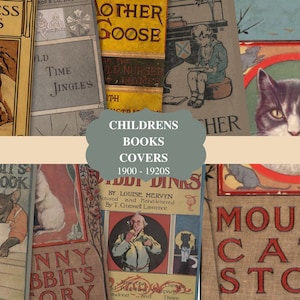 Vintage Children&#39;s Book Cover Art Prints: 1900s Illustrations Clipart (Digital Download)