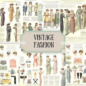 Vintage Modeseiten für Scrapbooking Junk Journals POD Produkte und Sublimation Ladies Home Journals 1908-1913 Kommerzielle Nutzung