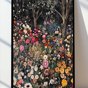 Wildflower Garden Art Print: Colorful Floral Wall Decor (Digital Download)