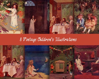 Vintage Children's Illustrations Printables in 3 Sizes Plus Ephemera for Junk Journals, Scrapbooks, Greeting Cards, ATCs, Journal Cards