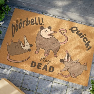 Opossum Doormat housewarming gift funny doormat for outdoors gift for newlyweds doormat funny opossum mat bridal shower doormat antisocial