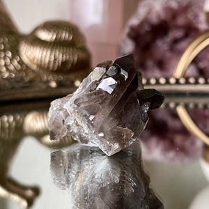 Brazil Smoky Quartz Cluster Smoky Quartz Specimen Natural Double Terminated Smoky Quartz Cluster Crystal Protection Stone Brazil Smoky Point
