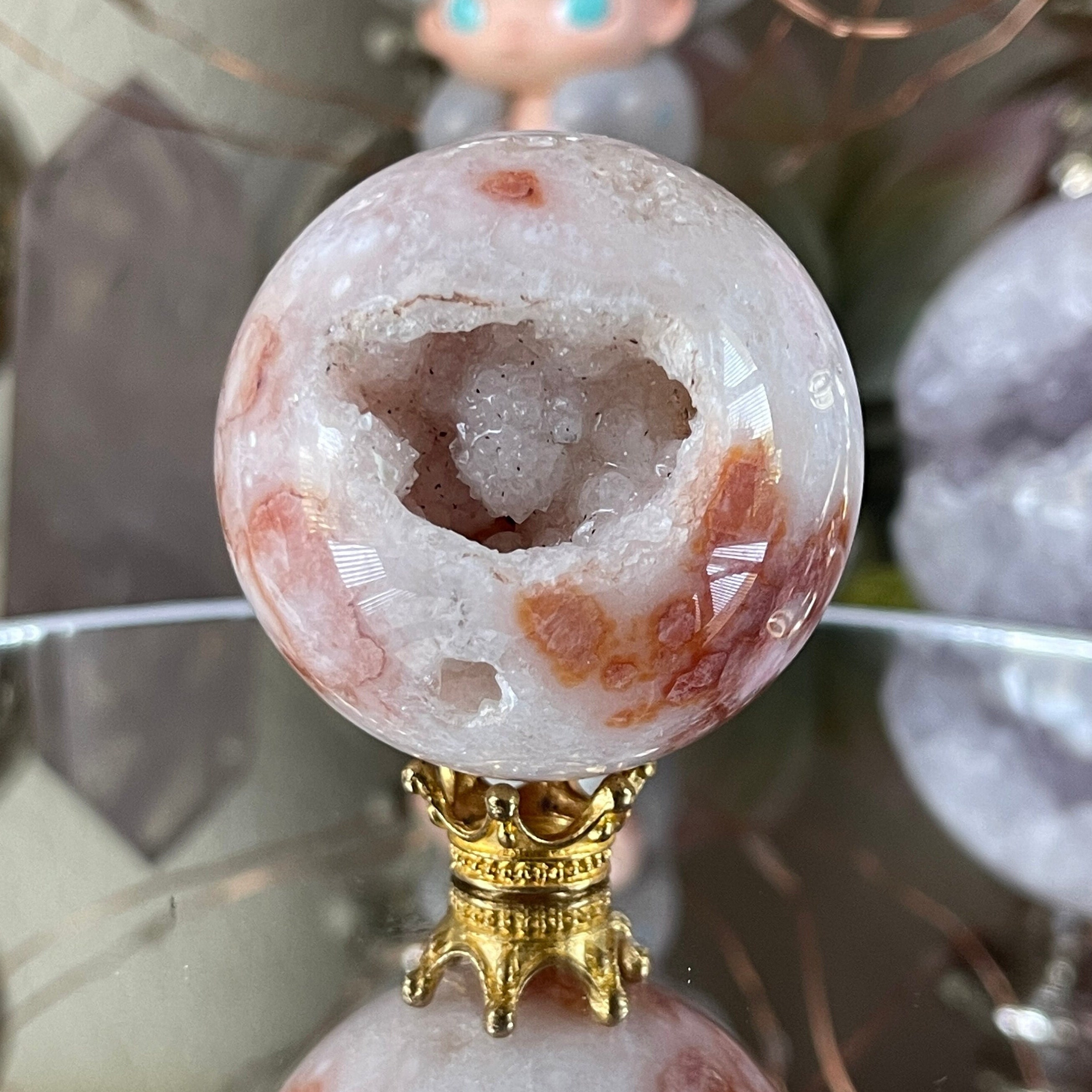 カーネリアンアゲート ドゥルージー ピアス 美しい天然色のアゲート