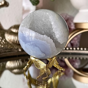 Druzy Blue Lace Agate Sphere Druzy Blue Chalcedony Sphere Blue Lace Agate Sphere Blue Agate Stone Druzy Blue Lace Agate Gem Blue Lace Agate