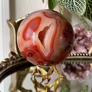 Madagascar Sugar Druzy Carnelian Sphere Crystal Red Agate High Quality Crystal Carnelian Sphere Carnelian Agate Orb Red Agate Druzy Sphere