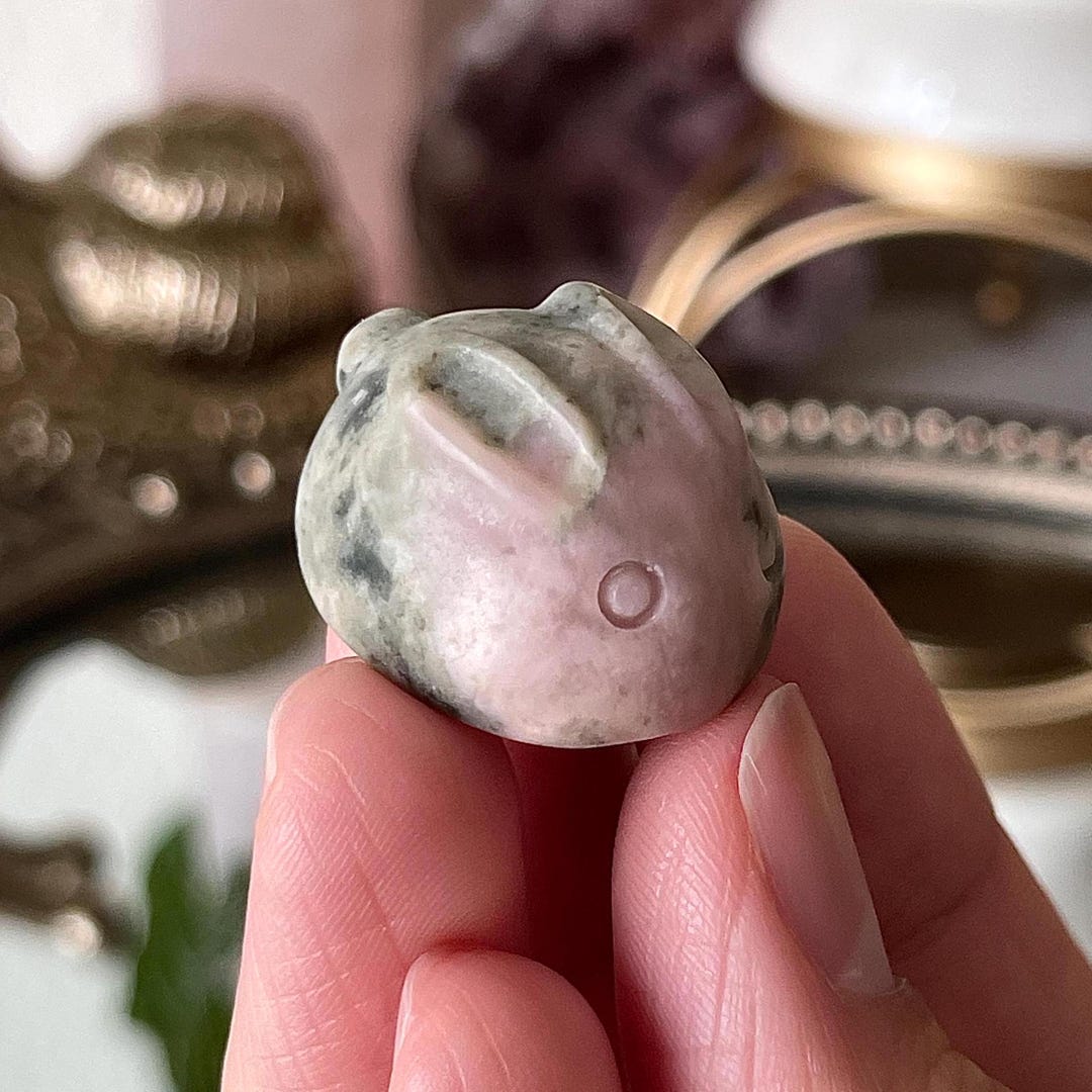 Pink Opal Verdelite Bunny Crystal Carving Opal Animal Carving Pastel ...
