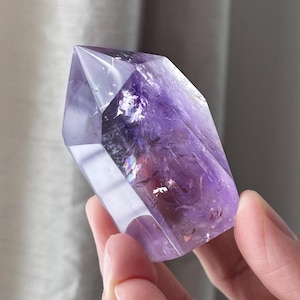 Phantom Amethyst Rainbow Faceted Tower Amethyst Purple Quartz Brazil Faceted Amethyst Obelisk Decor Amethyst Point Purple Quartz Decor Gift