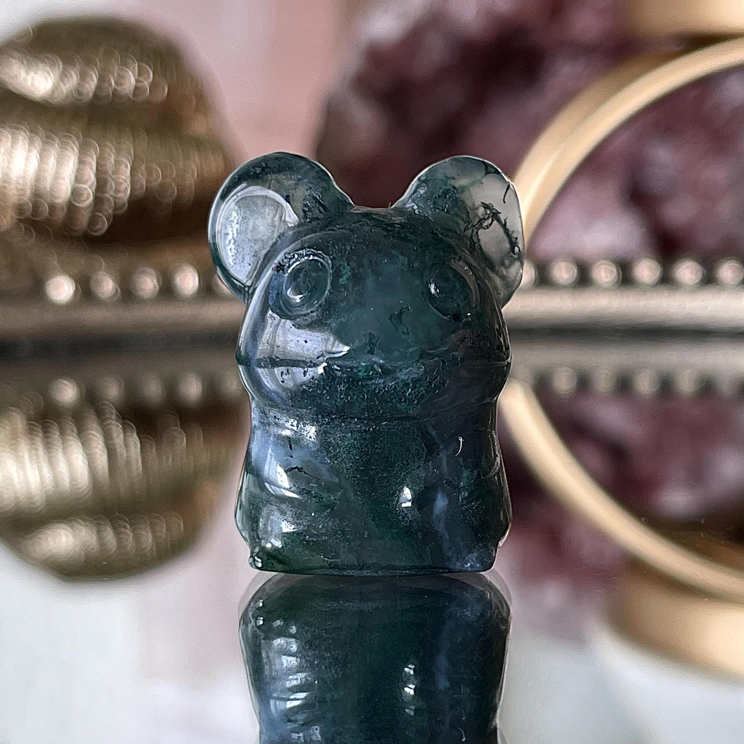 Moss agate figurine - Etsy 日本