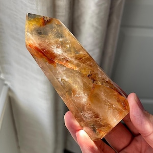 Brazil Red Hematoid Golden Healer Tower Crystal Golden Healer Faceted Tower RedQuartz GoldenHealer Quartz Crystal Red Hematoid Golden Healer