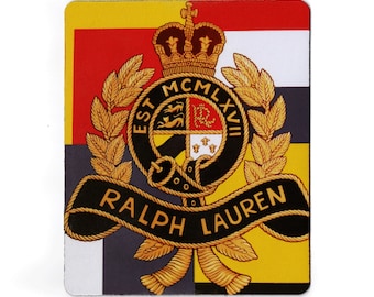 Polo Ralph Lauren logo, brown plaster background, Polo Ralph