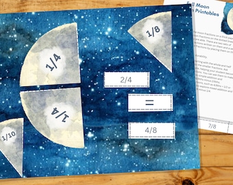 Full Moon Fractions | Fun Math | Star Themed | 21 Page Digital Download | Printable | Homeschool | Teacher Resources