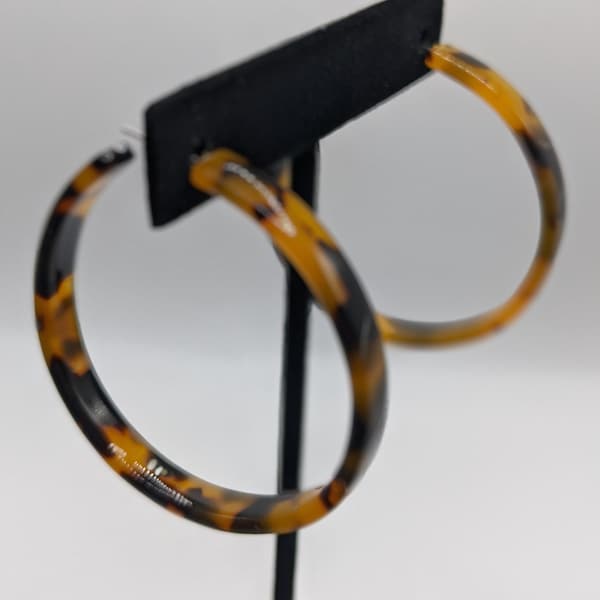 Vintage Faux Tortoise Shell Partial-Hoop Earrings