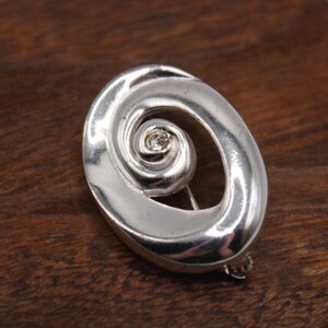 Danecraft Vintage Silver Tone and Rhinestone Spiral Brooch