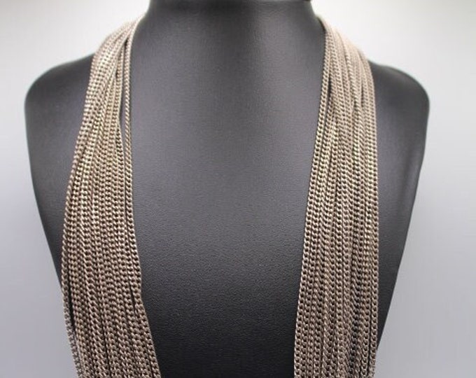 Laura Vogel New York Signed Vintage Multi Strand Silver Tone Waterfall