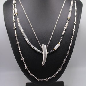 Vintage Stella+Dot Multi Strand Mixed Style Faux Tooth Necklace