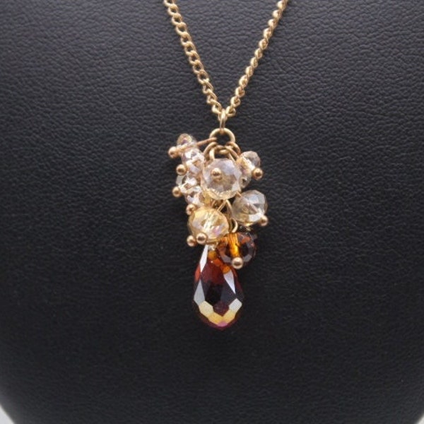 Ali Khan New York Vintage Cluster Pendant Gold Tone Necklace