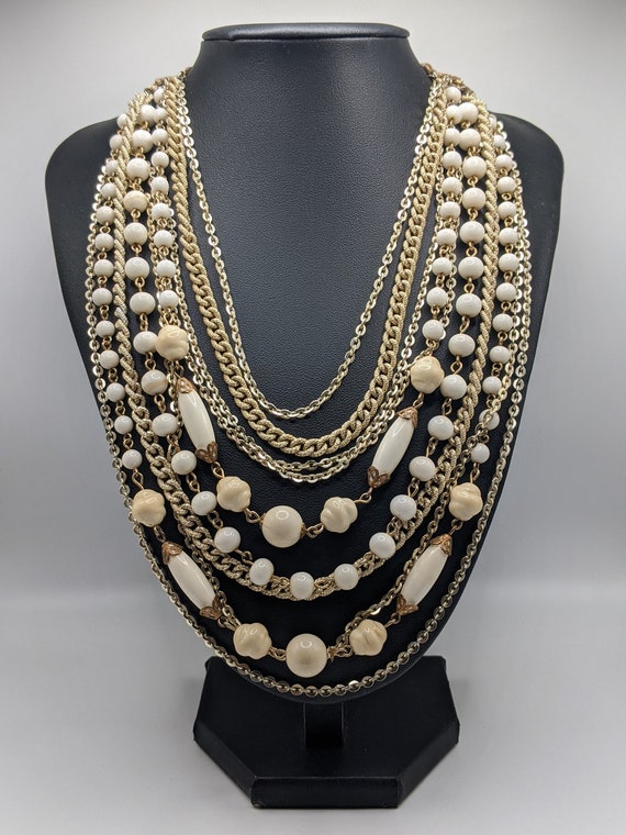 Vintage Multi-Strand Tiered/Layered Beaded Chain N