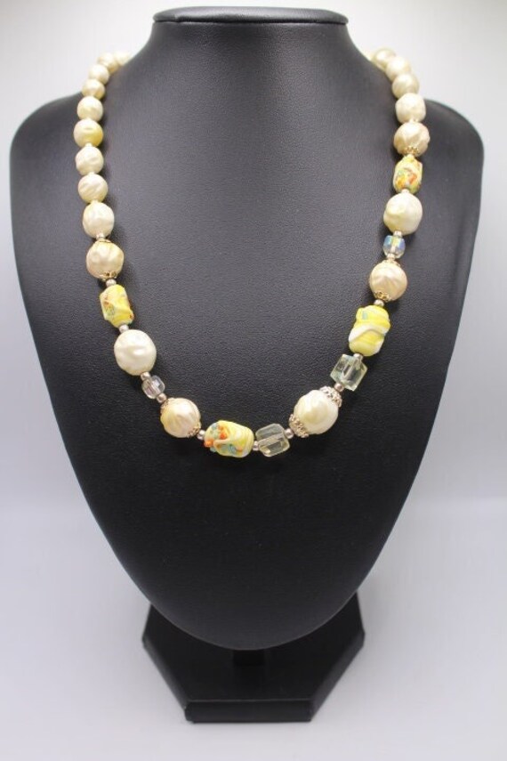 Vintage Plastic and Clay Beaded Necklace - image 1