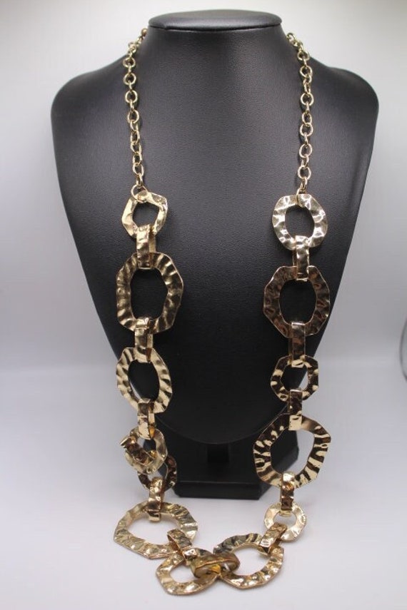 Vintage Gold Tone Shapes/Circle Link Necklace