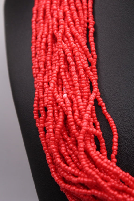 Vintage Hot Pink Multi-Strand Seed Bead Necklace - image 2