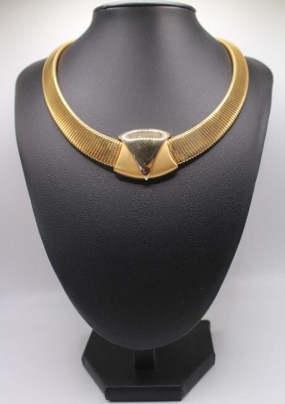 Napier Signed Vintage Gold Tone Collar Choker Nec… - image 1