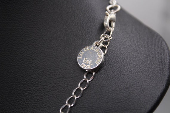 Liz Claiborne Vintage White Cabochon Silver Tone Chain Necklace