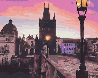 Charles Bridge Prague Paint by Numbers set.A relaxing and therapeutic hobby always producing great results. Easy to paint & hang at home