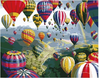 Colourful Balloons Paint by Numbers set. Relaxing and Therapeutic hobby producing great results every time. Very easy to hang at home