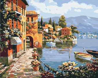 Beautiful Positano Paint by Numbers kit. Relaxing, therapeutic and rewarding hobby always producing great art. Perfect to hang anywhere.