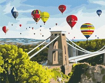 Clifton Suspension Bridge Paint by Numbers set. A relaxing and therapeutic hobby producing great results every time. Easy to hang at home