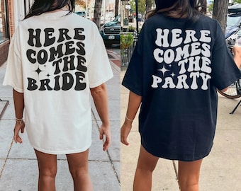 Comfort Colors Custom Bachelorette Party Shirt, Here Comes The Party, Groovy Retro Bachelorette, Personalized Bach Shirts, Oversized Bach