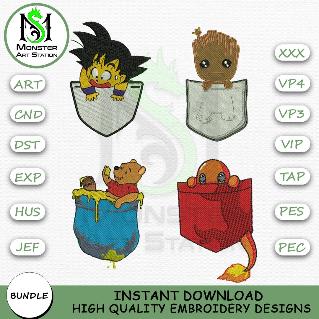 Winnie the Pooh, Baby Groot, Machine Embroidery Design Bundle Digitized ...