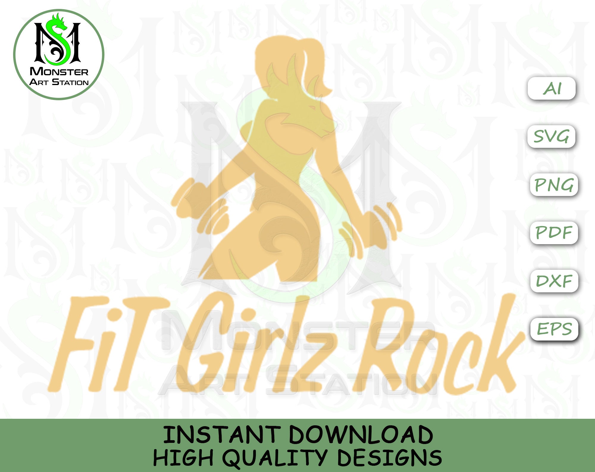 Fit Girlz Rock Vector Svg Cut File for Cricut Monster Art Station