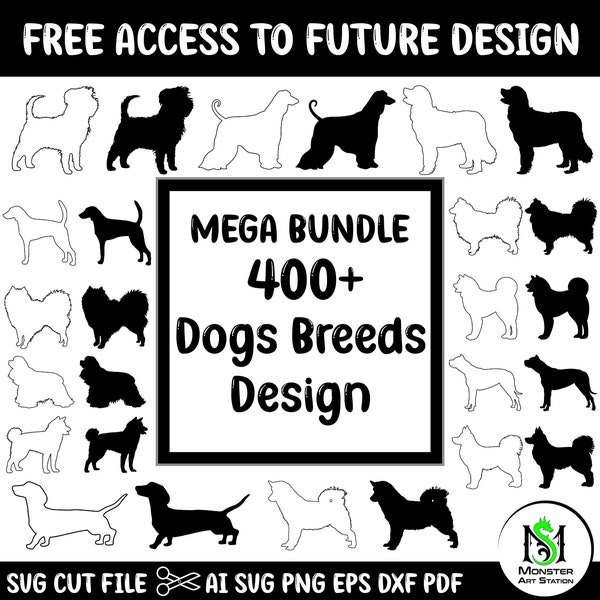400+ Dogs Breeds Silhouette Design Svg Cut Files, Dog SVG, Dog Breeds Mega Bundles, A-Z Dogs Breeds, Dog Breeds SVG | Monster Art Station