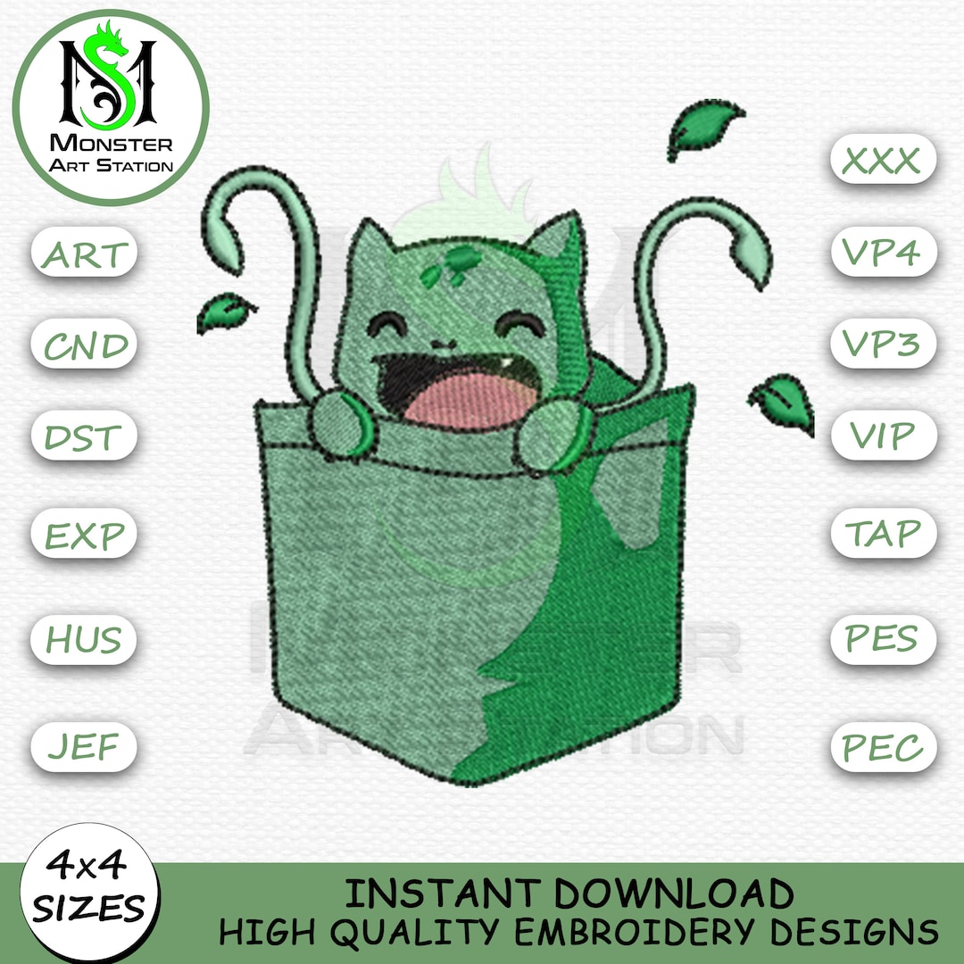 Bulbasaur Machine Embroidery Design Bulbasaur Embroidery Digitizing ...