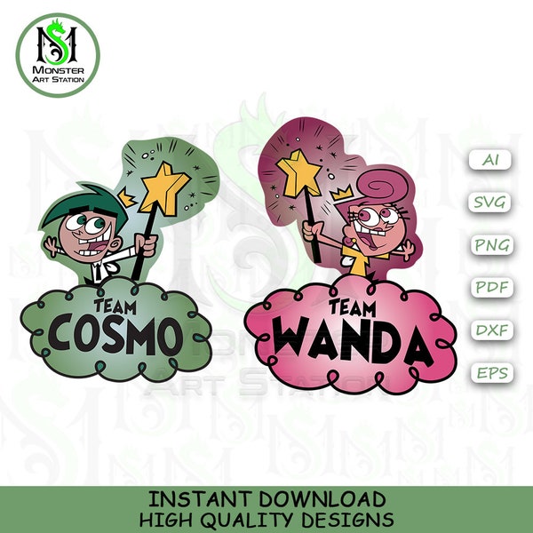 Gender Green Vector Svg, Cosmo And Wanda Design Svg, Fairly Odd Parents Svg, Cartoon Design Vector Cut File For Cricut - Monster Art Station