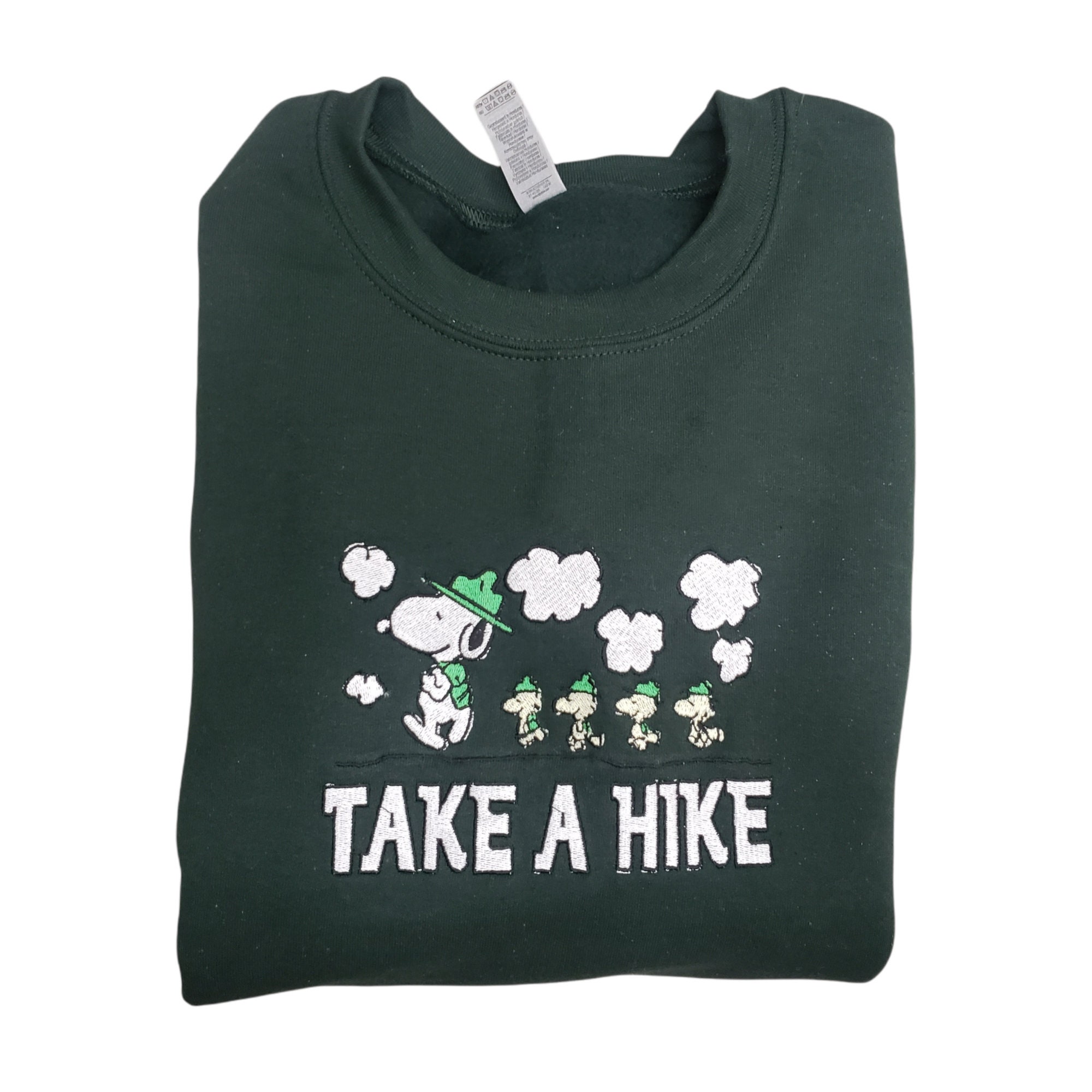 Snoopy Take a Hike Embroidered Sweater Sweatshirt Forest Green Etsy