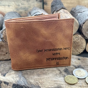 Cadeau de fête des pères, portefeuille personnalisé ,portefeuille en cuir , cadeau personnalisé pour lui,  mari, portefeuille personnalisé