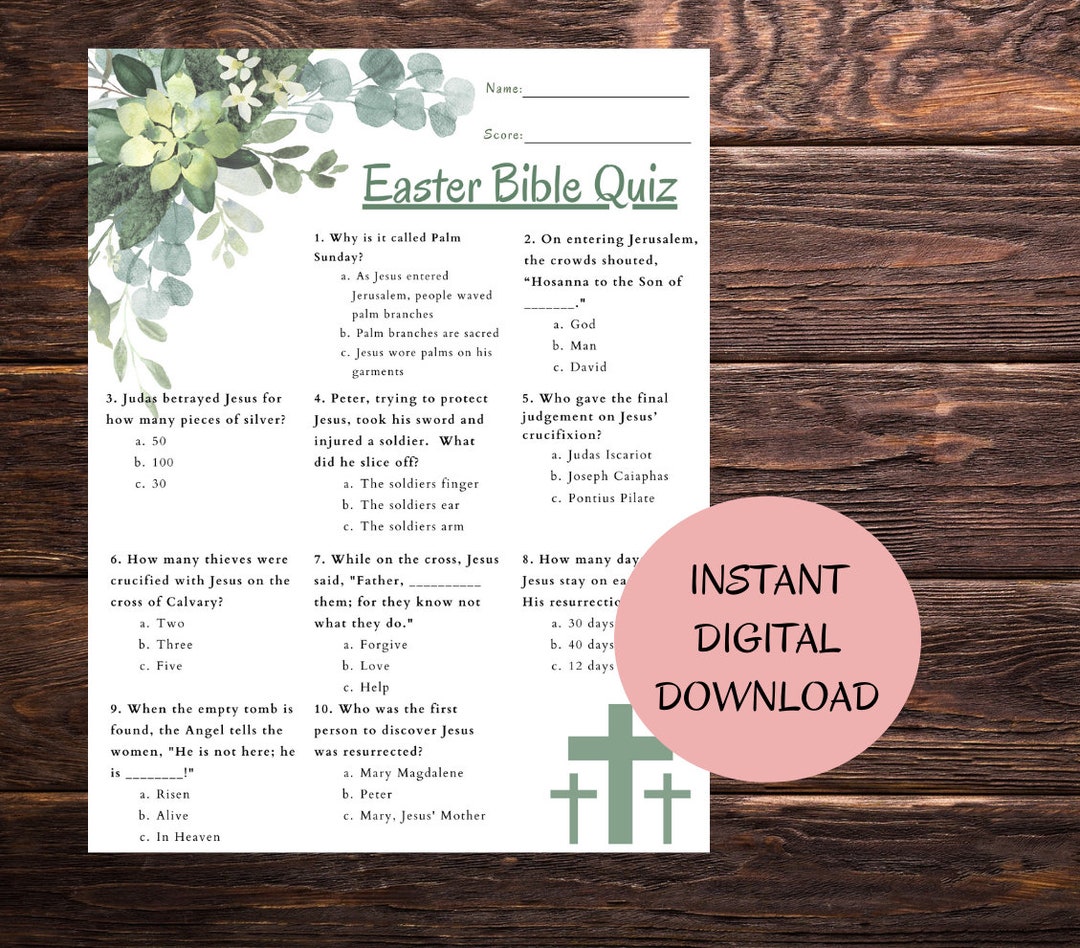 EASTER BIBLE QUIZ Bible Study Church Groups Easter Celebration