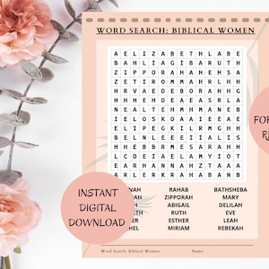 BIBLE WORD SEARCH - Biblical Women - Bible Study - Church Groups - Christian Meetings