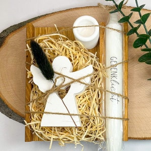 Trauerbox |Trostbox | Trauergeschenk | Trauerkerze | Trostlicht, Abschiedslicht, Kerze, Kerzenhalter, Engel  Anteilnahme, Beileidsgeschenk