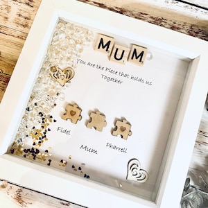 Personalised Mum Frame Puzzle Piece Family frame, gift for Mothers, Thank you gift, Birthday Gift,Keepsake, Memorabilia, Mum Photo Frame.