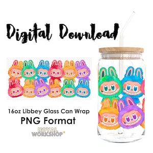 V3 Labu Monsters I PNG, Digital Download, 16oz Libbey Glass Can UVDTF Cup Wrap Design