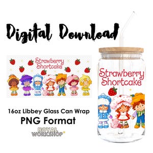 Strawberry Crew I PNG, Digital Download, 16oz Libbey Glass Can UVDTF Cup Wrap Design