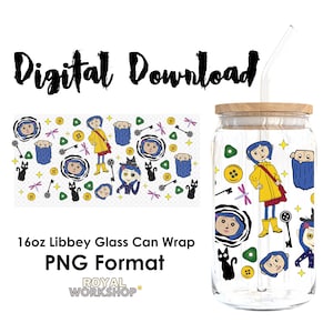 Diseño de personaje de dibujos animados de Halloween de muñeca de trapo I PNG, descarga digital, diseño de envoltura de taza UVDTF de lata de vidrio Libbey de 16 oz