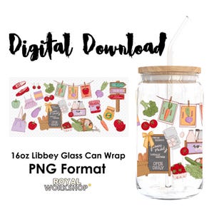 Farmers Market Girly I PNG, Digital Download, 16oz Libbey Glass Can UVDTF Cup Wrap Design