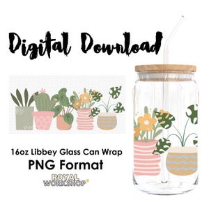 Plant Era Character Design I PNG, Digital Download, 16oz Libbey Glass Can UVDTF Cup Wrap Design